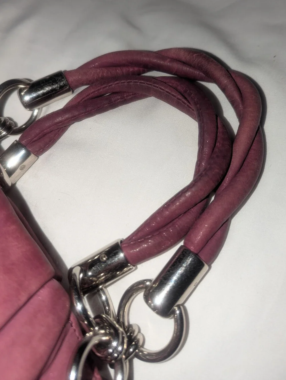 Coach Madison  Sophia Pleated Pink Leather Shoulder Satchel F22563
